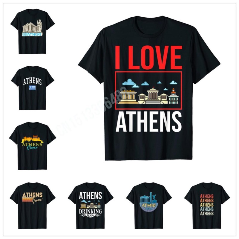 Men'S Fashion Greece - Maglietta con mappa di Atena, Grecia,