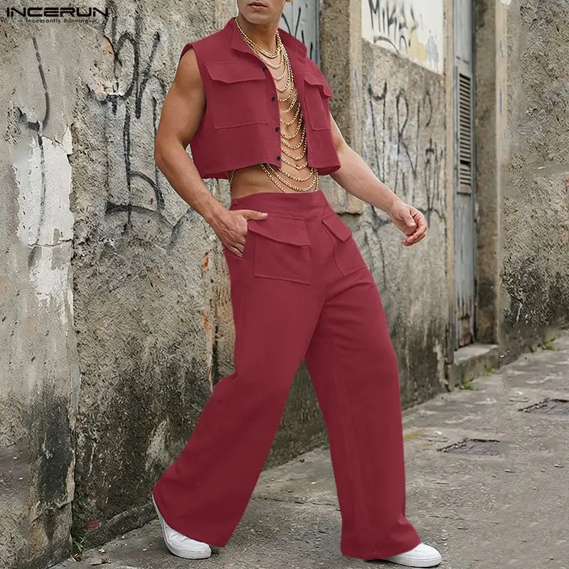 Mens Fashion Streetwear - INCERUN Completi da Uomo: Top Corto