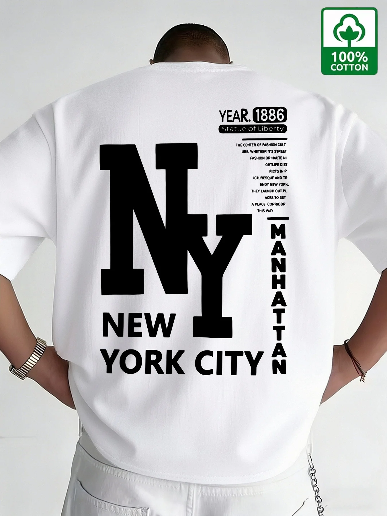 Men'S Fashion Nyc - T-Shirt da Uomo NYC in Cotone