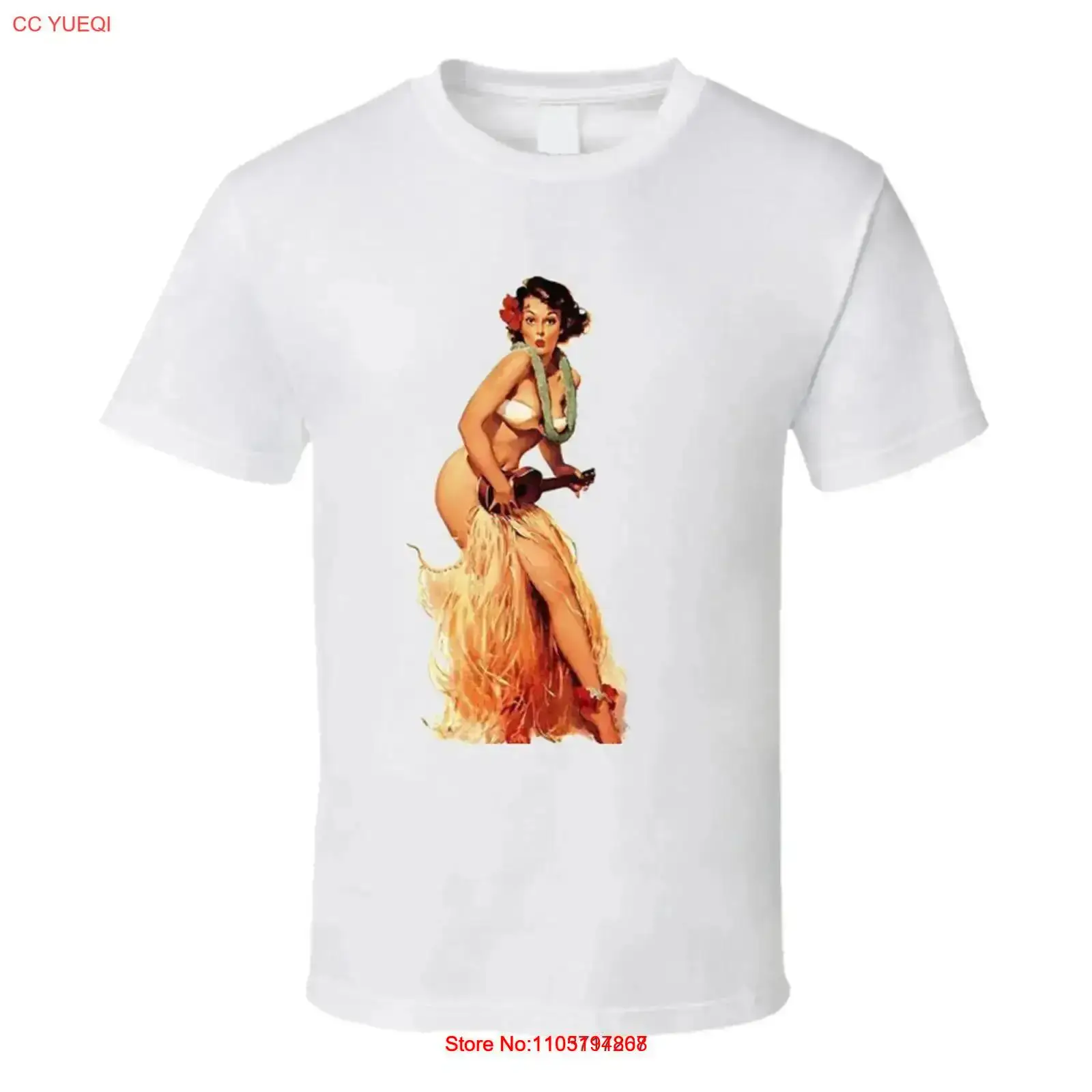 Mens Fashion In The 50S - T-shirt retrò Tiki Hula Girl Ukelele