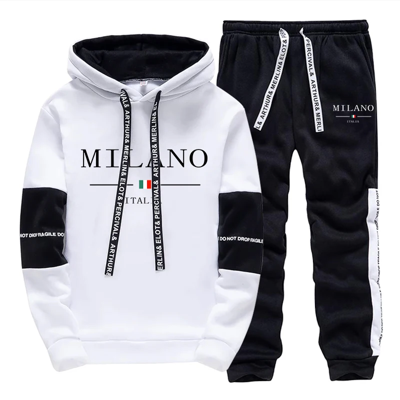 Mens Fashion Streetwear - Completo da Uomo/Felpa con Cappuccio/Pantaloni -