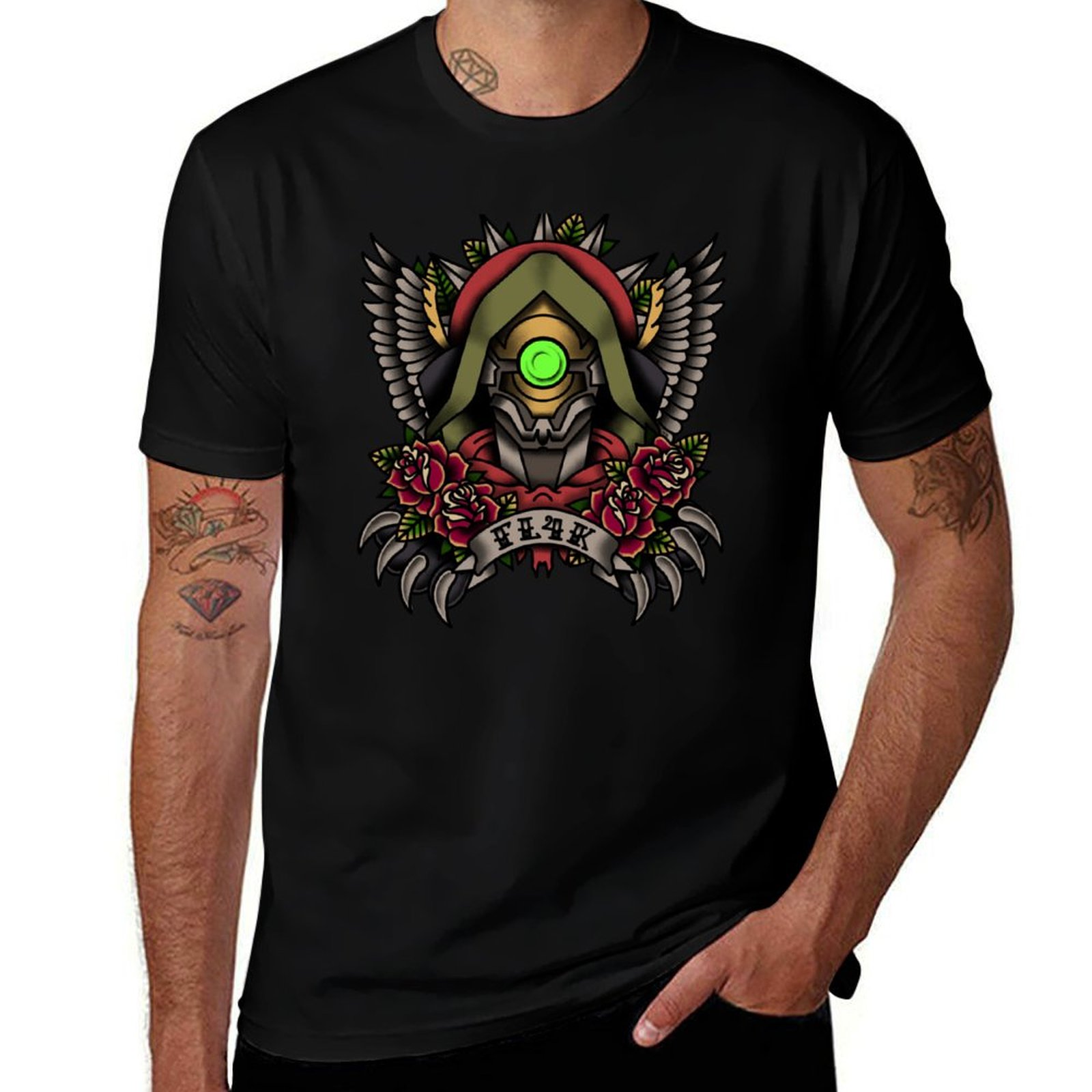 Mens Fashion In 1920 - T-shirt con ritratto in stile tatuaggio