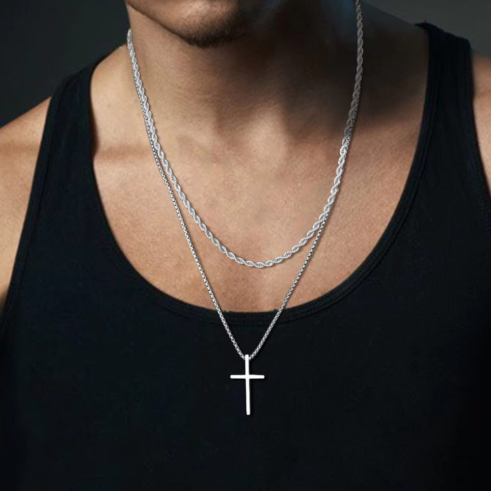 Mens Fashion In The 50S - Collana con croce alla moda per
